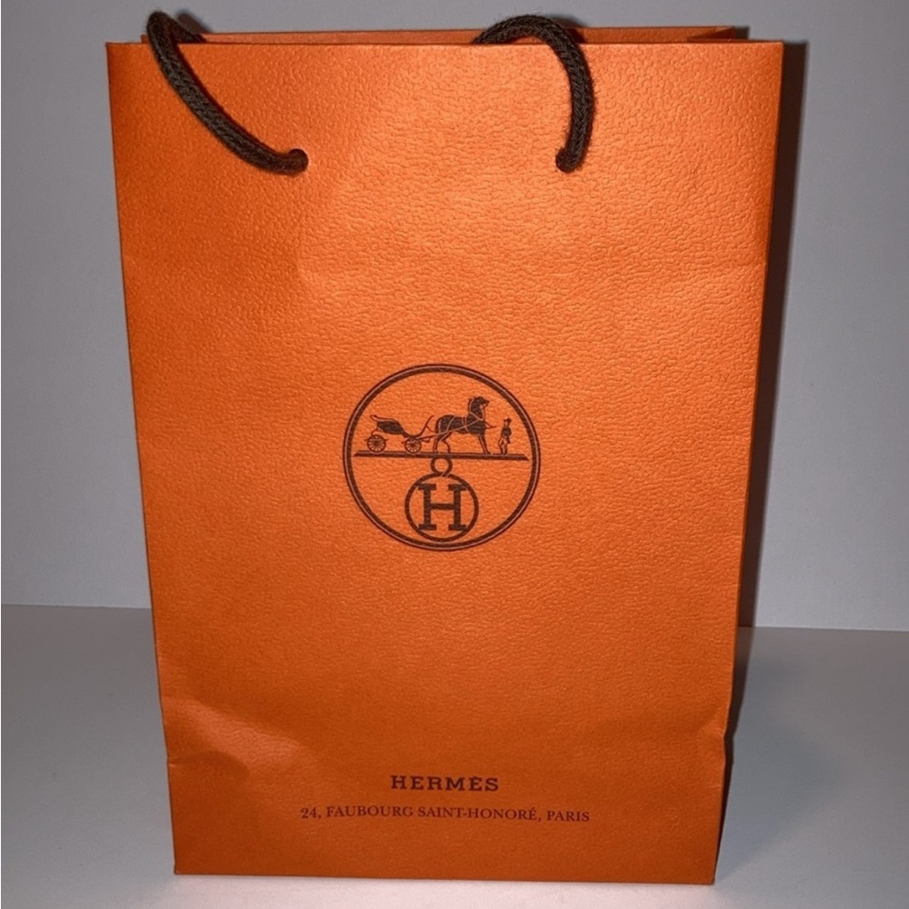 Hermes Small Shopping  Gift Bag Authentic Orange and brown luxury euc